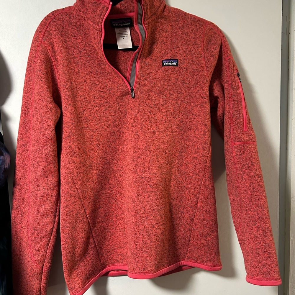Patagonia Women's Heathered Coral Quarter-Zip Fleece Pullover